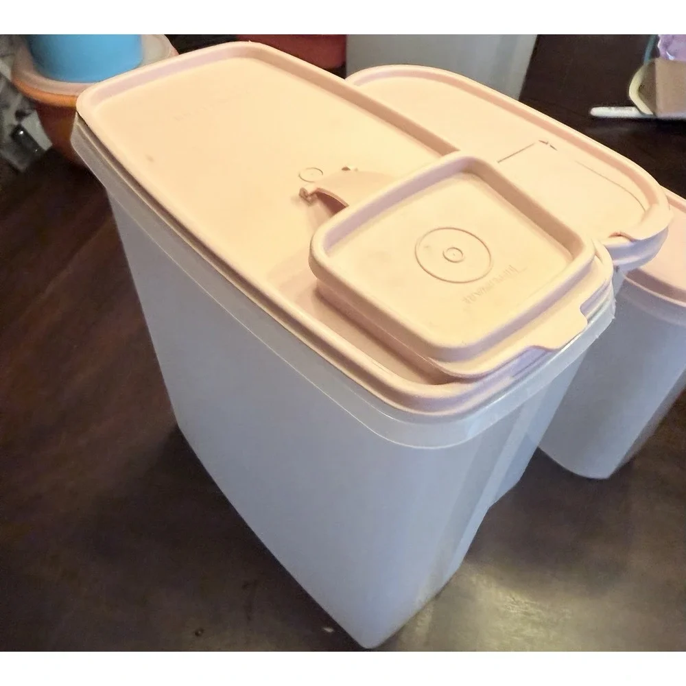 Tupperware Modular Mates Set Of 5 With Pink Lids
